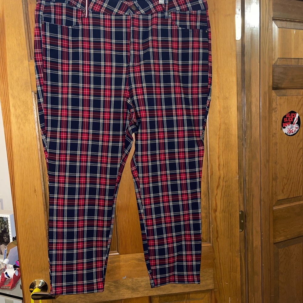 Tommy Hilfiger Red and Blue Plaid Chinos
